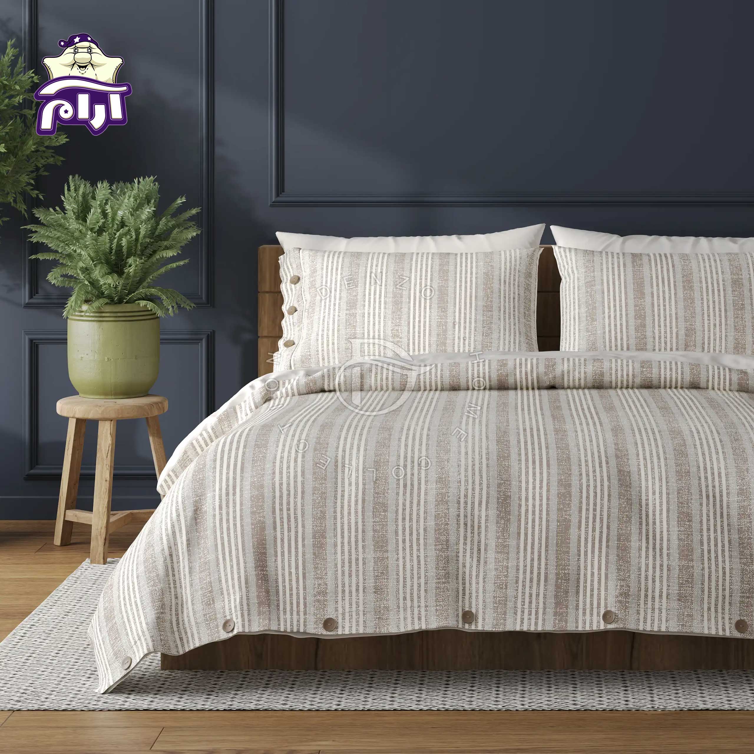 aramkhab.com-Denzo-Vintage-Code-86-1A سرویس روتختی لحاف دو نفره دنزو 7 تکه کد 86 - Image 1