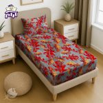 نیم ست ملحفه کشدار یک نفره 2 تکه پارس تکمیل طرح H956